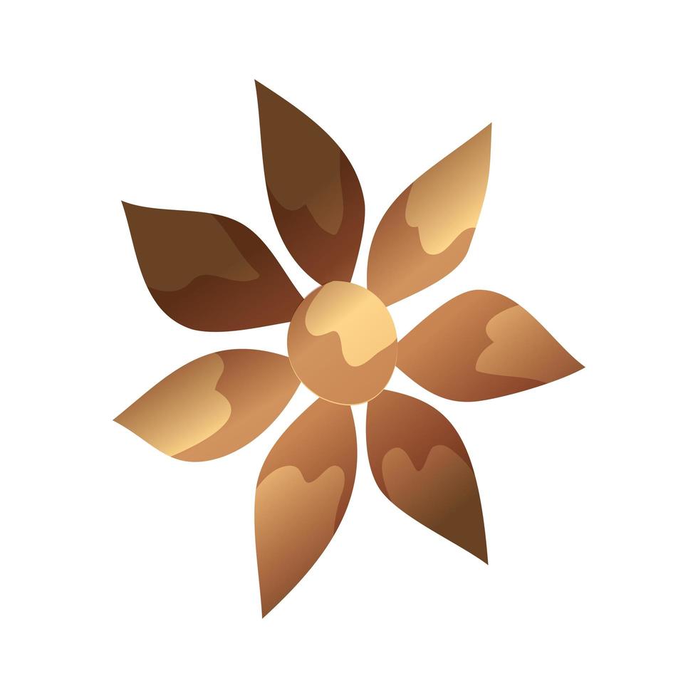 lindo, flor, dorado, aislado, icono vector