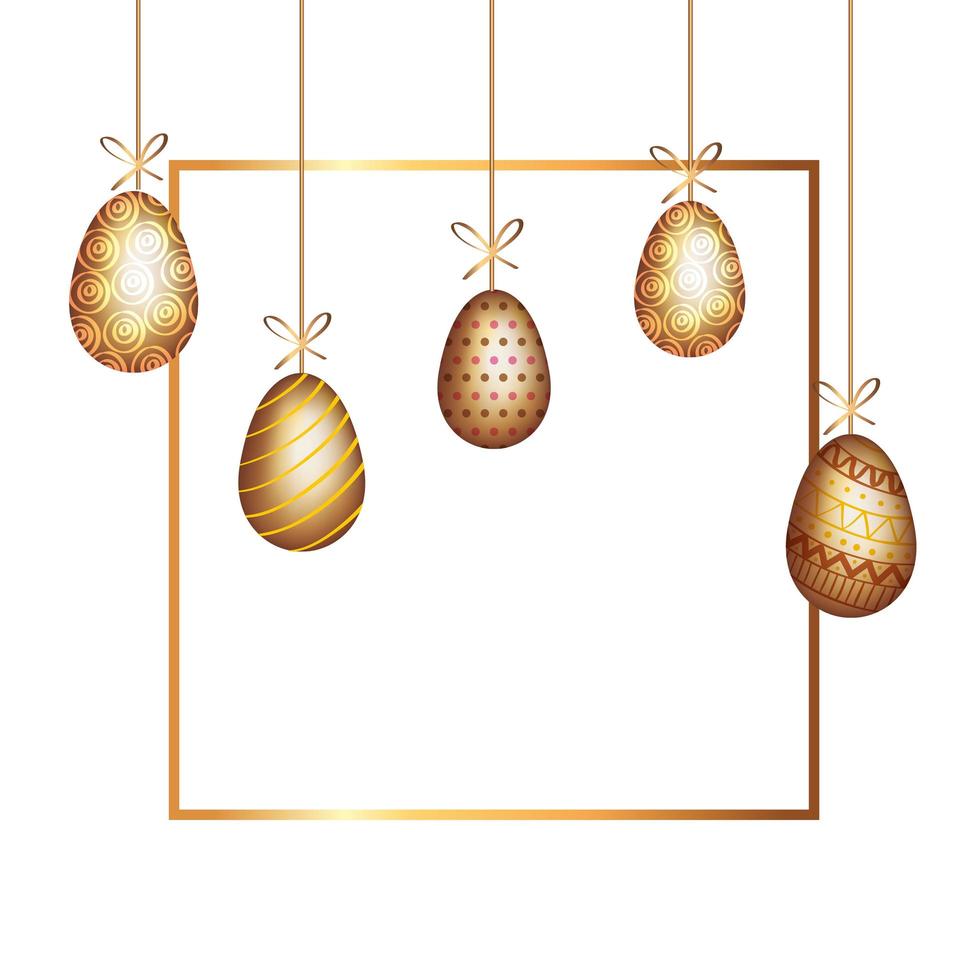 golden eggs easter decorated hanging vector