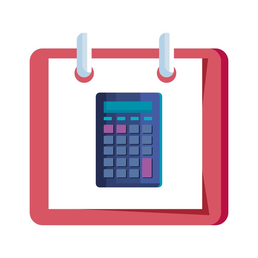 calculator math in calendar reminder isolated icon vector