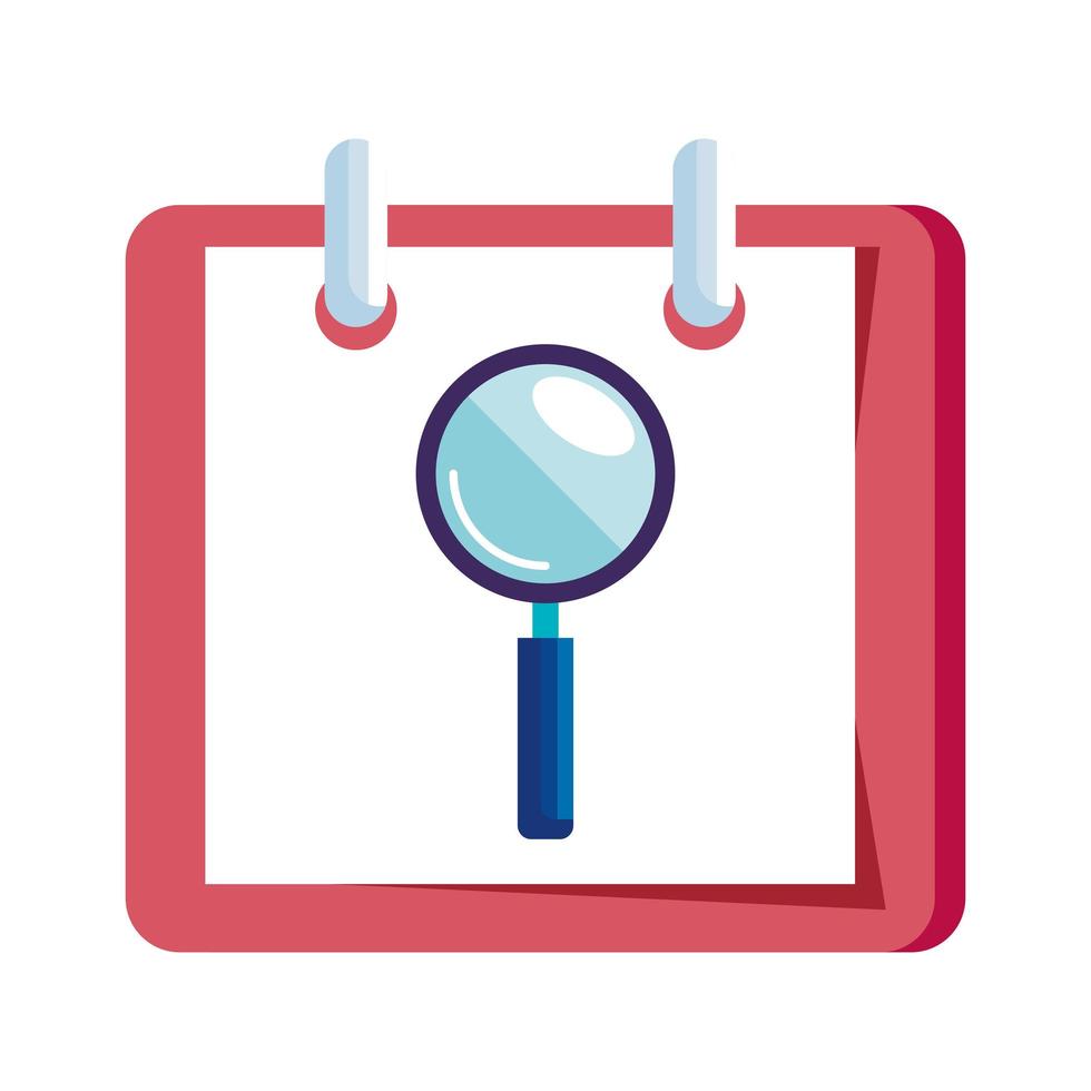 magnifying glass in calendar reminder isolated icon vector