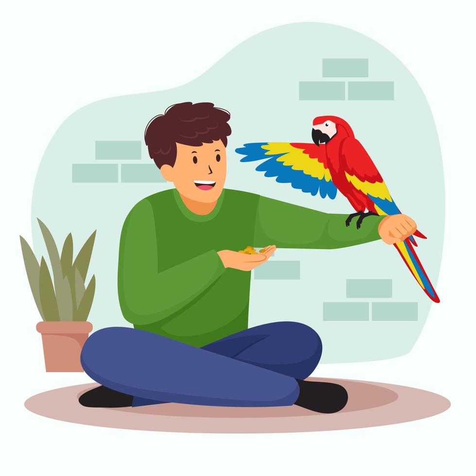 Man Playing With a Bird vector