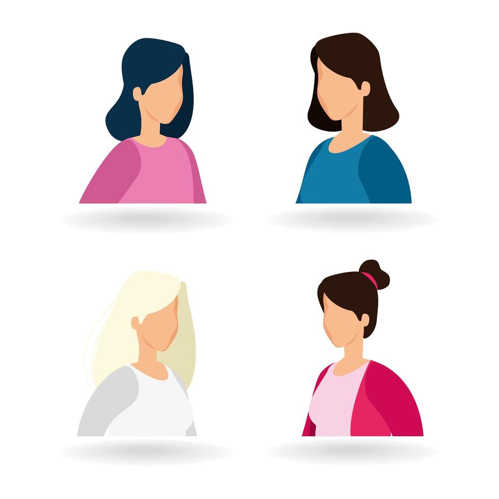 group of women avatar character icons vector