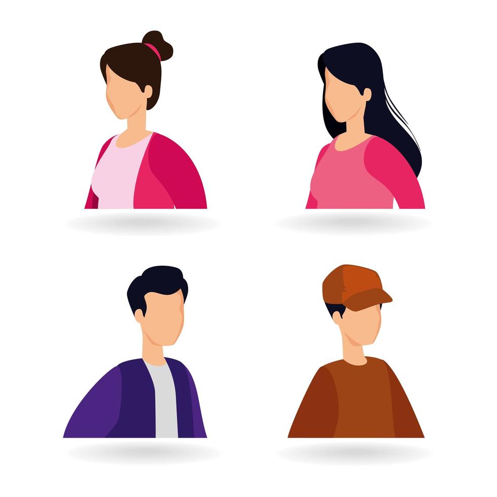 group of people avatar characters vector