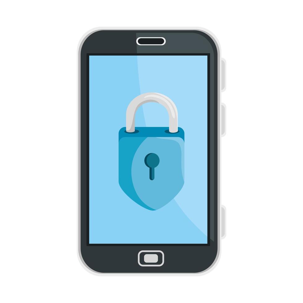 Isolated digital smartphone and padlock vector design