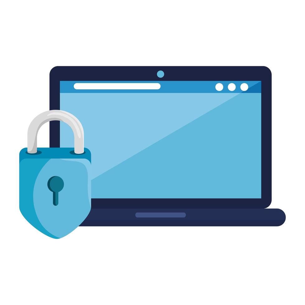 Isolated padlock and laptop vector design