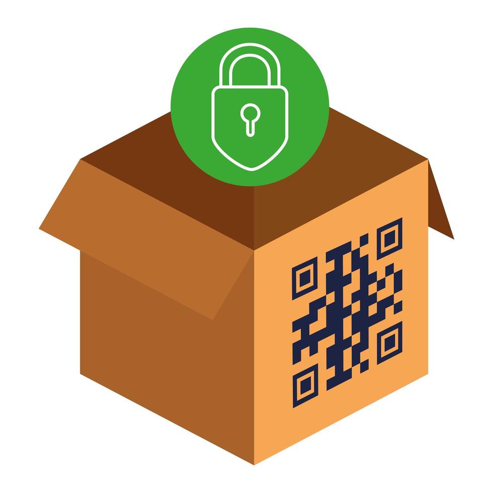qr code over box and padlock vector design 4626738 Vector Art at Vecteezy