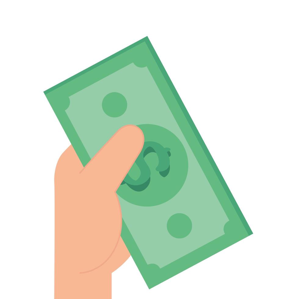 hand with bill money cash isolated icon vector