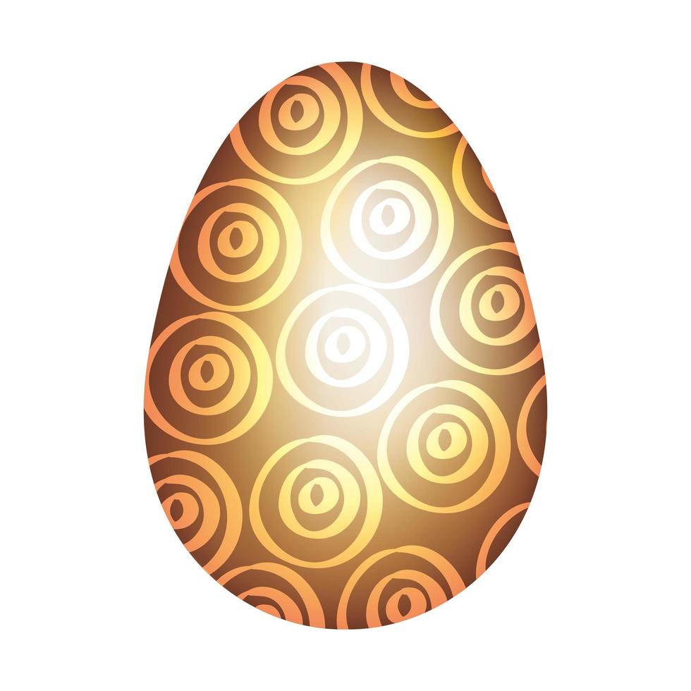 huevo dorado pascua decorado icono aislado vector