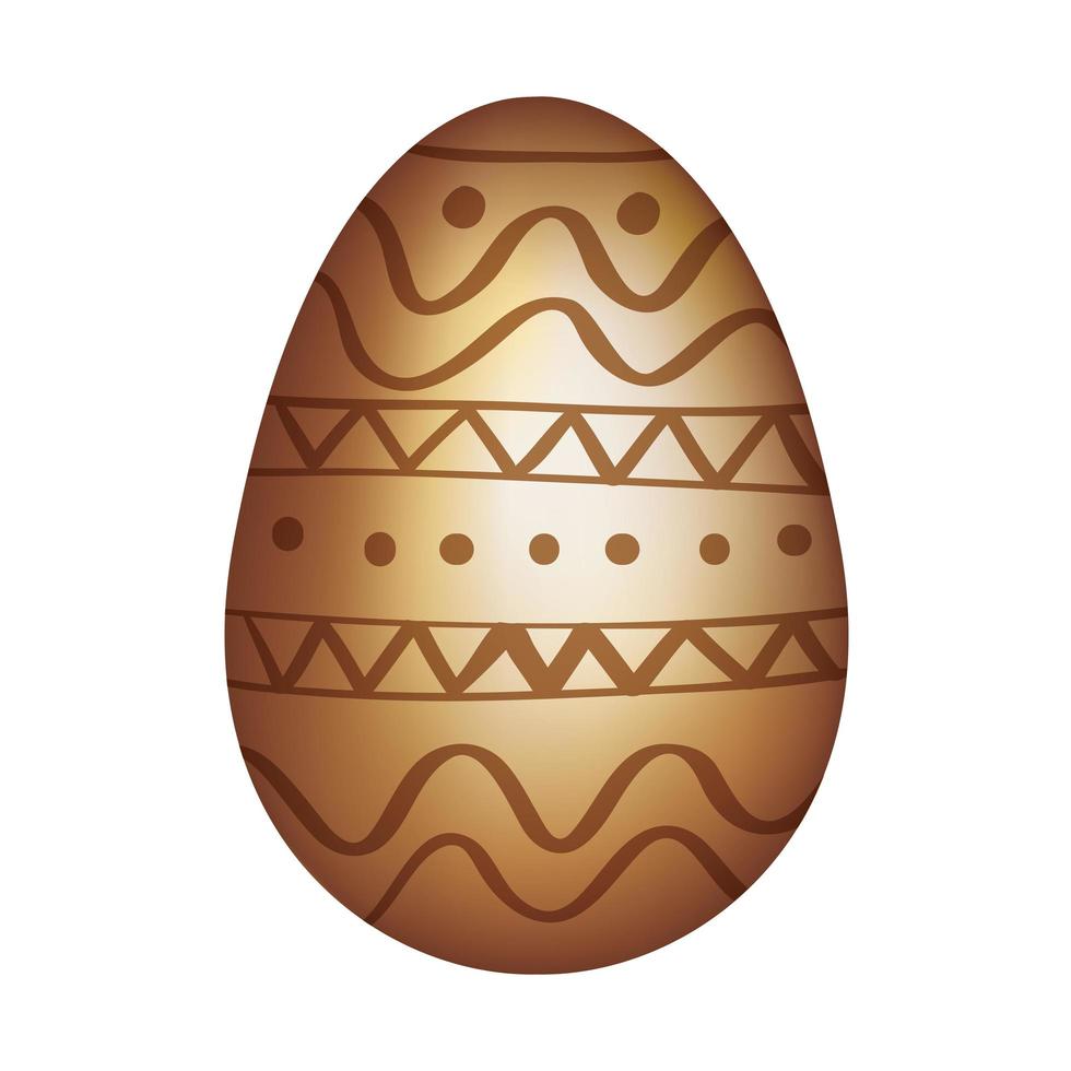 huevo dorado pascua decorado icono aislado vector