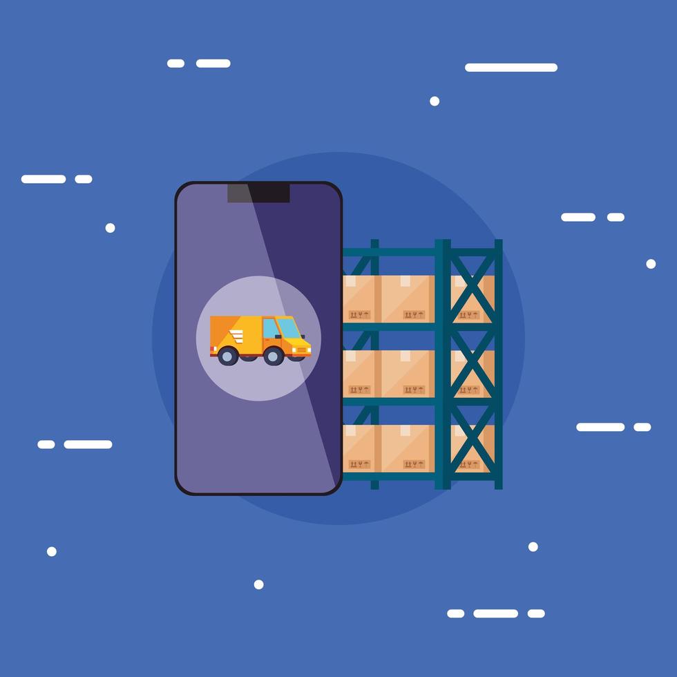 smartphone with logistic service app vector