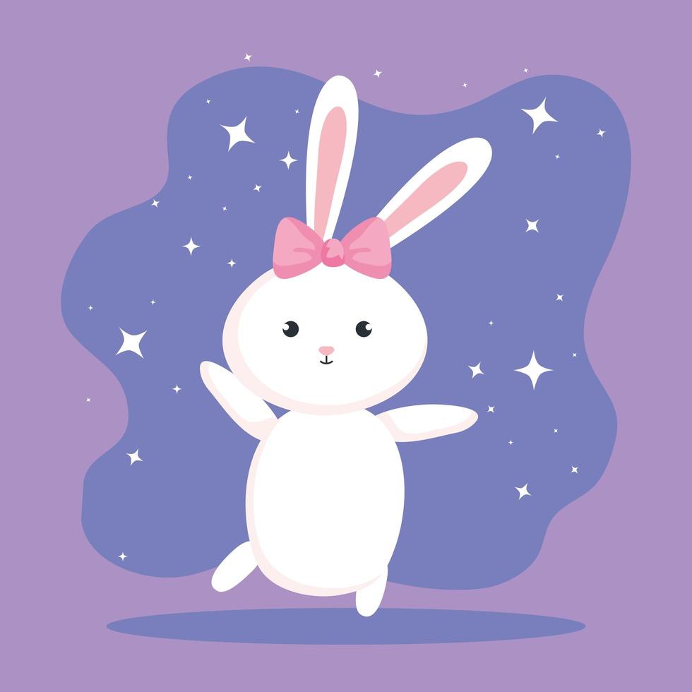 cute rabbit female in purple background vector