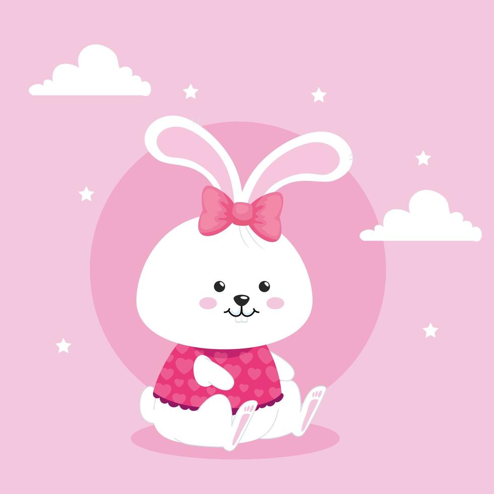 cute rabbit female in pink background vector