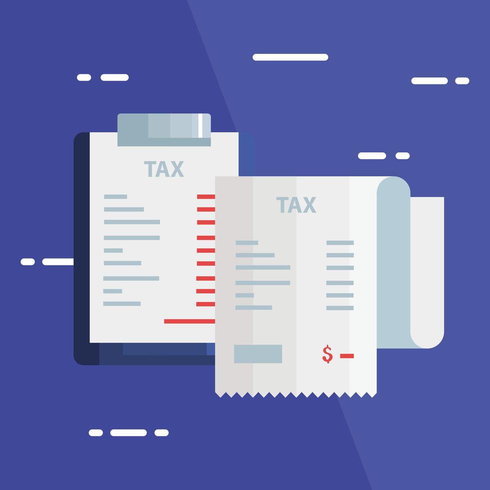 cartel del día de impuestos con cupón de papel e icono vector