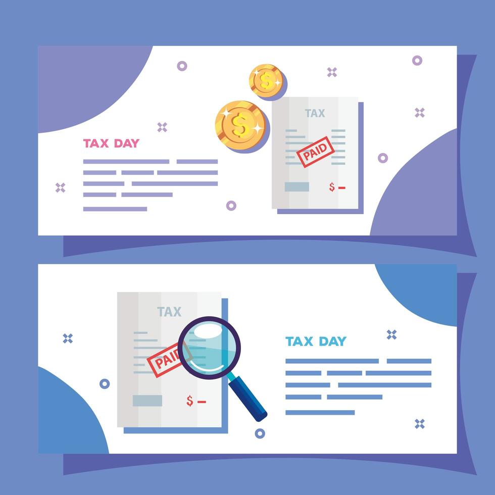 set of tax day poster with icons vector