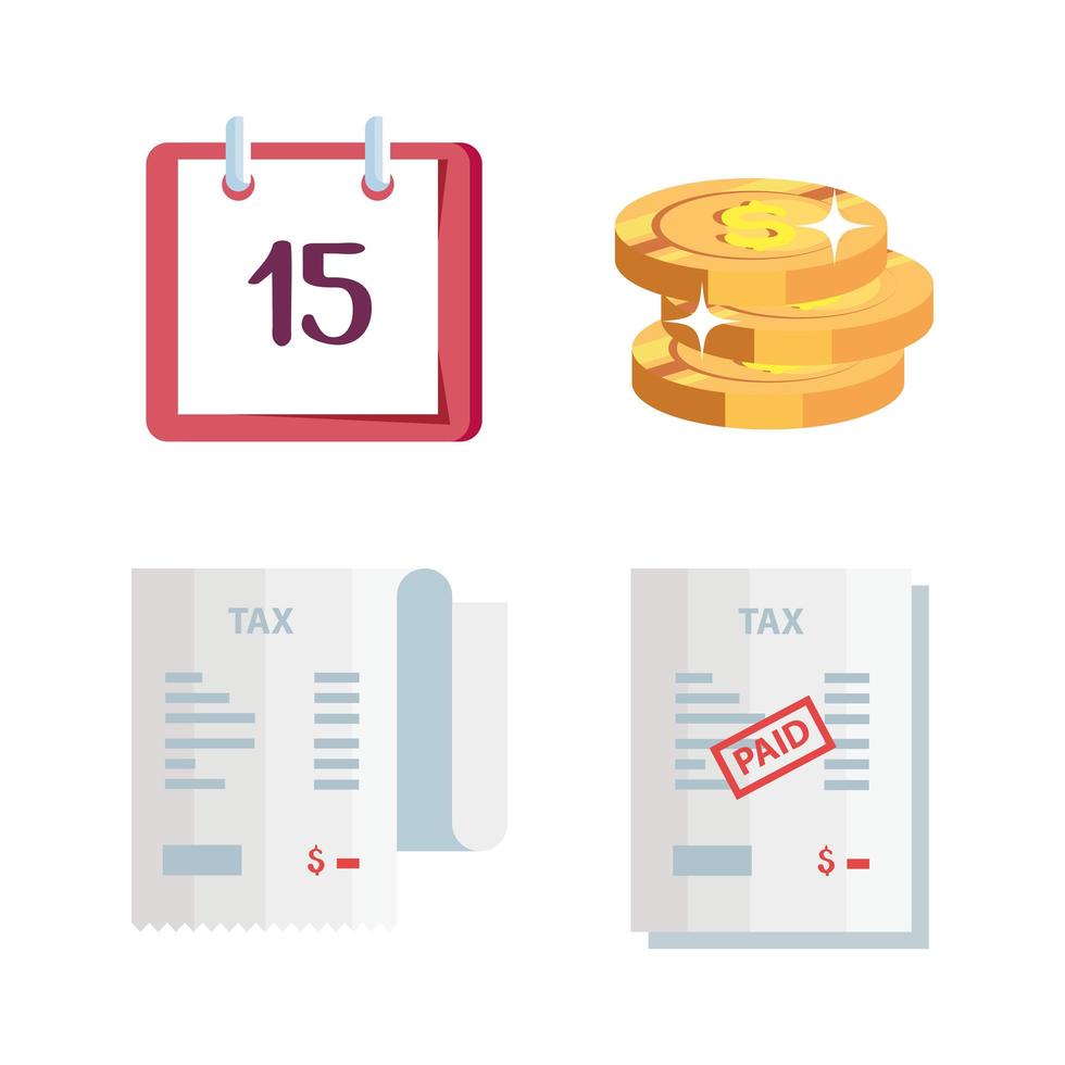 set of tax day icons vector