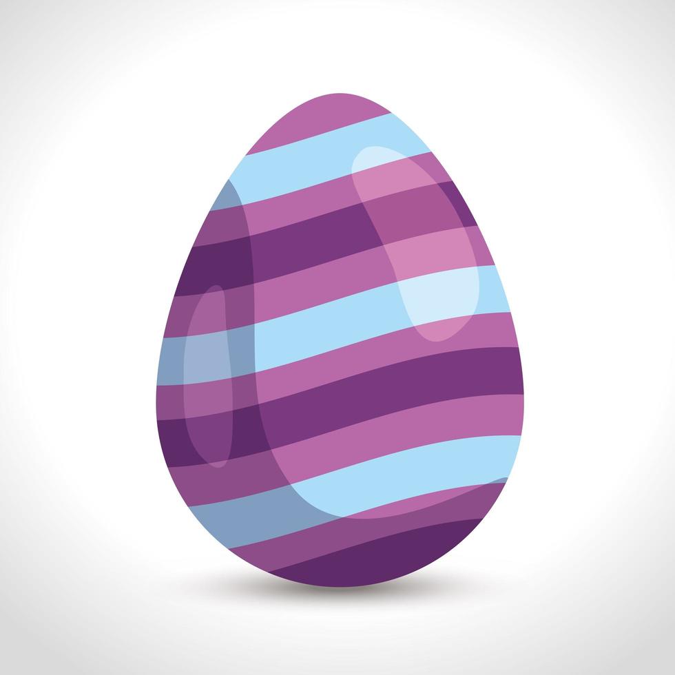 cute egg easter with stripes decoration vector
