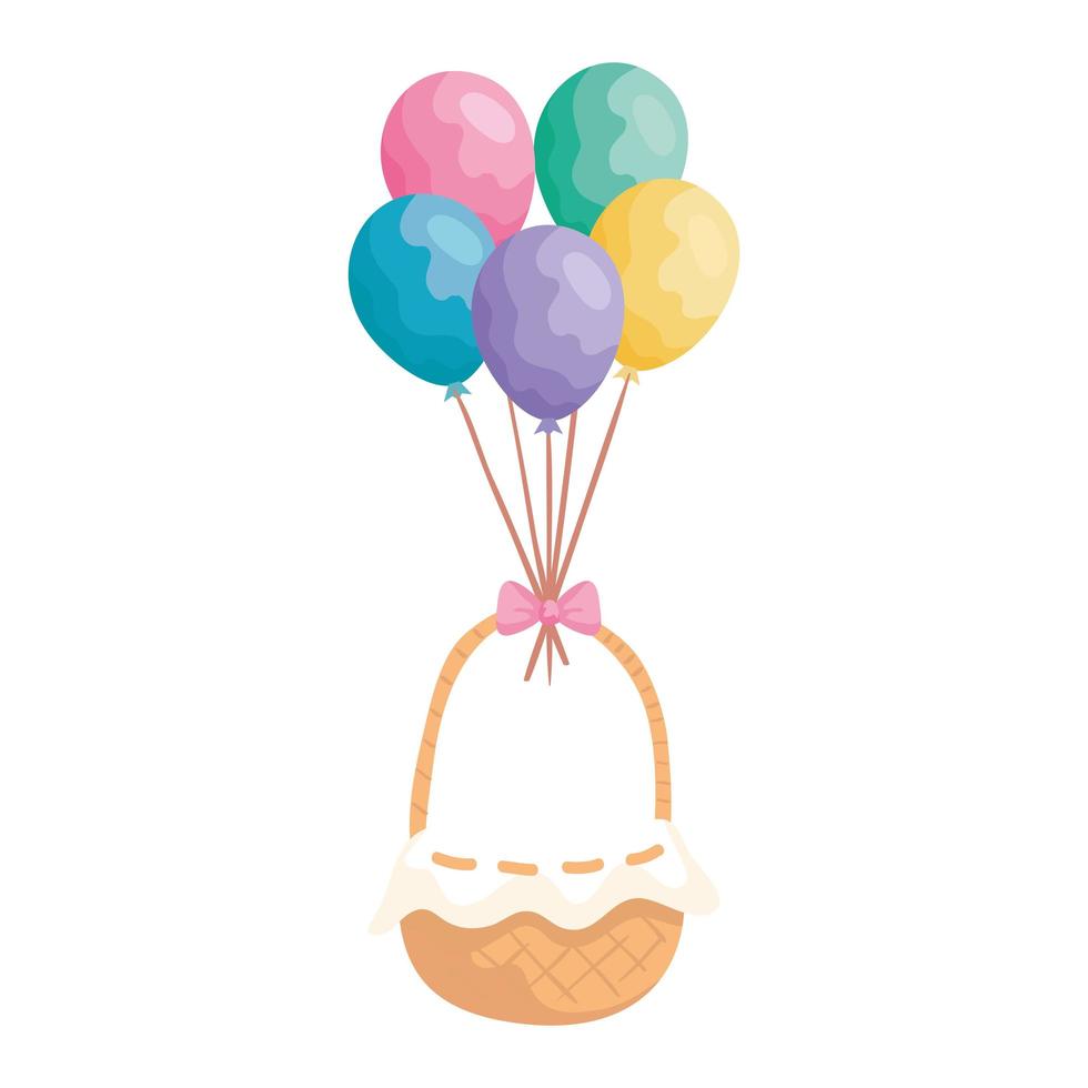 basket wicker with balloons helium 4627112 Vector Art at Vecteezy