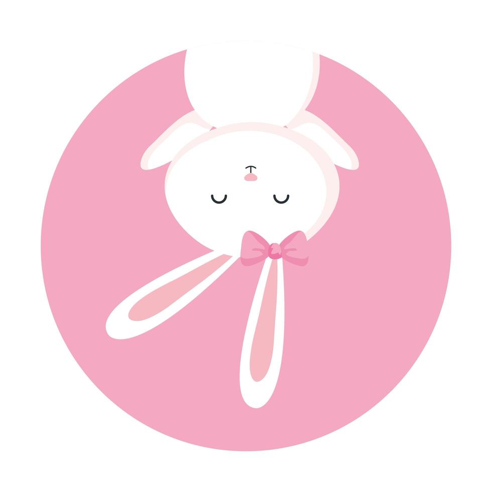 cute rabbit female animal in frame circular vector