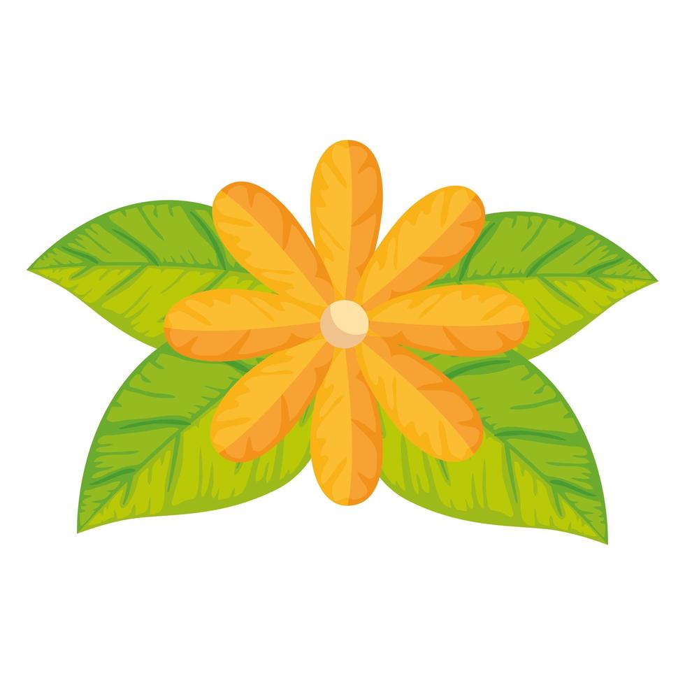 cute flower with leafs isolated icon vector