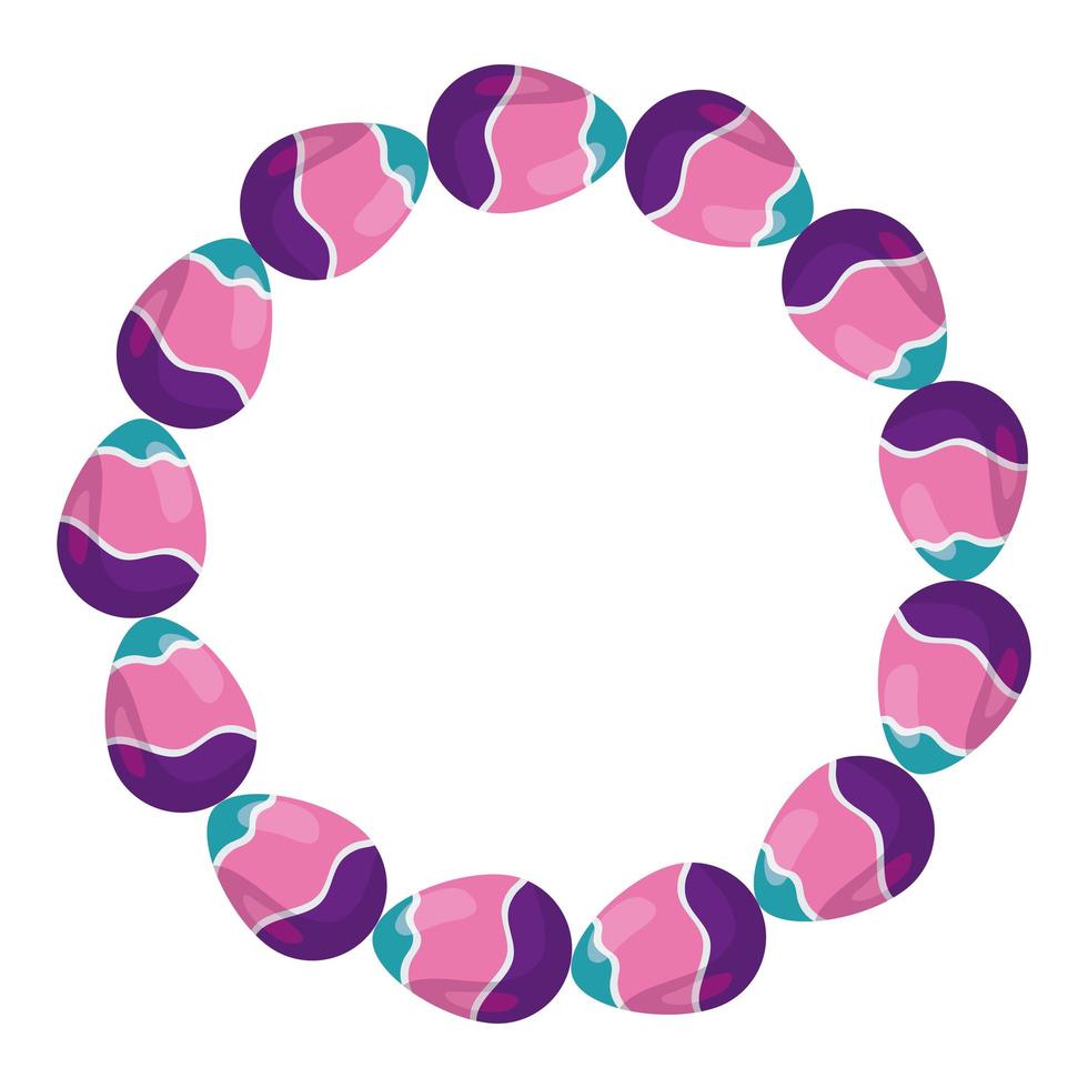 frame circular of eggs easter decorated vector