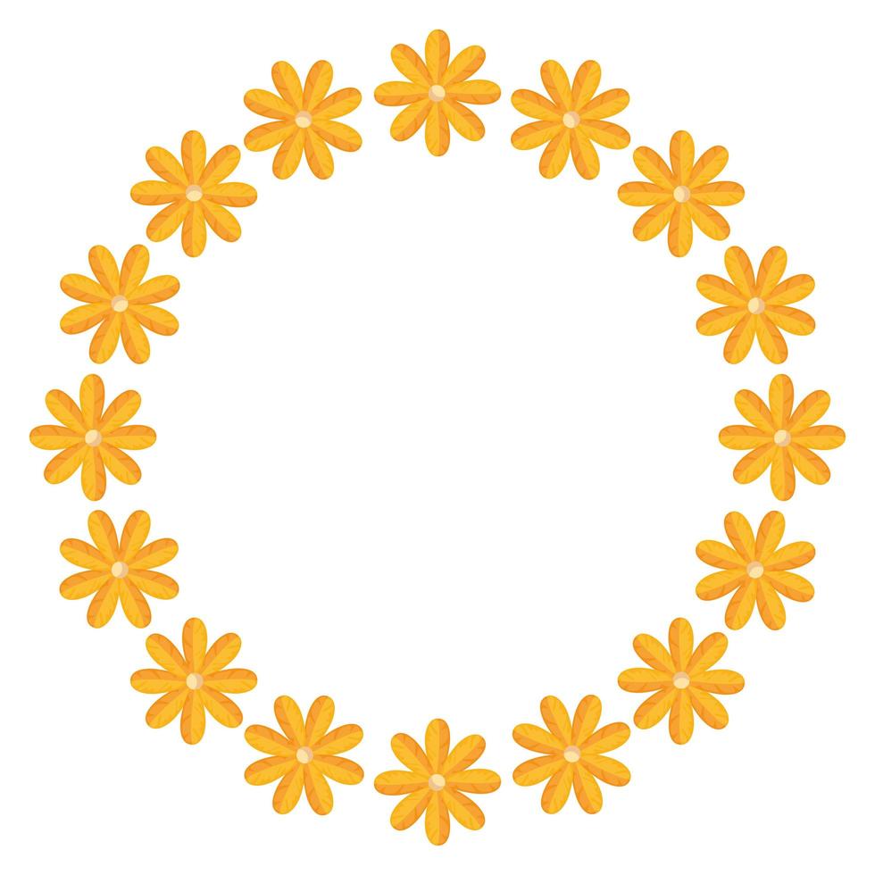frame circular of cute flowers nature vector
