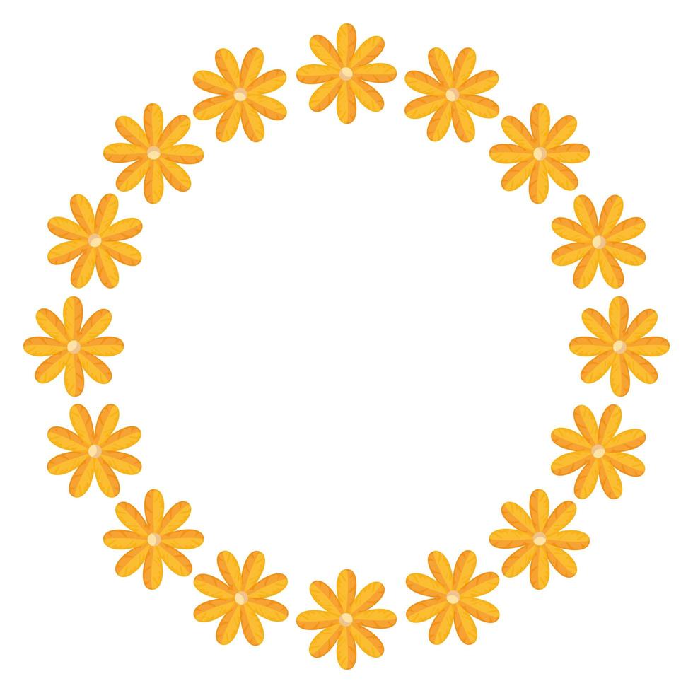 frame circular of cute flowers nature vector