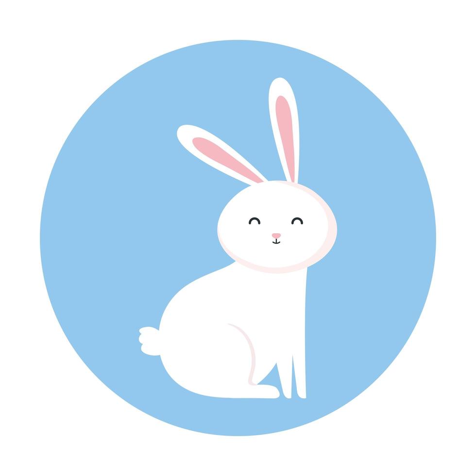 cute rabbit animal in frame circular vector