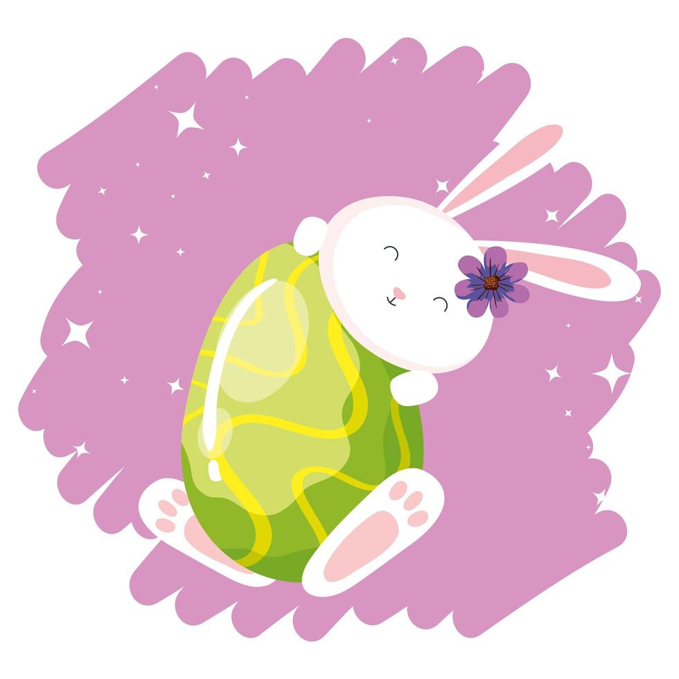 cute rabbit female with egg decorated vector