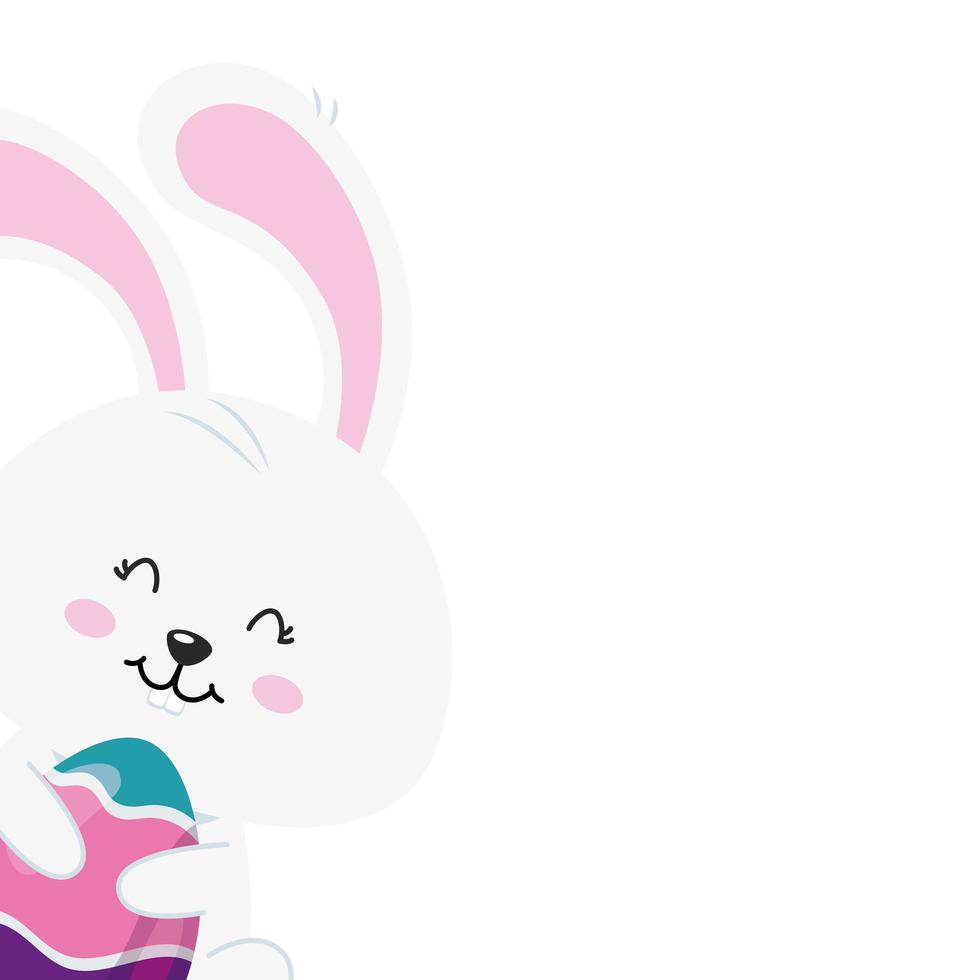 cute rabbit with egg easter isolated icon vector