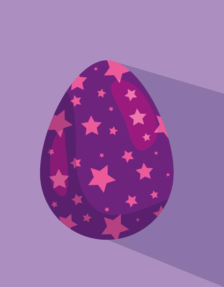 cute egg easter with stars decoration vector