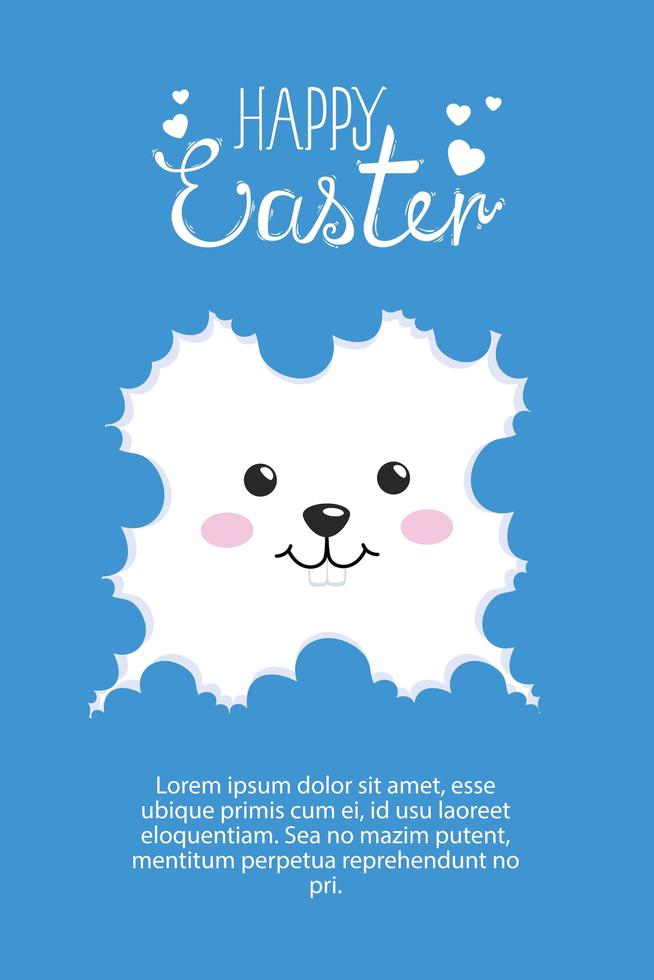 happy easter card with face rabbit vector