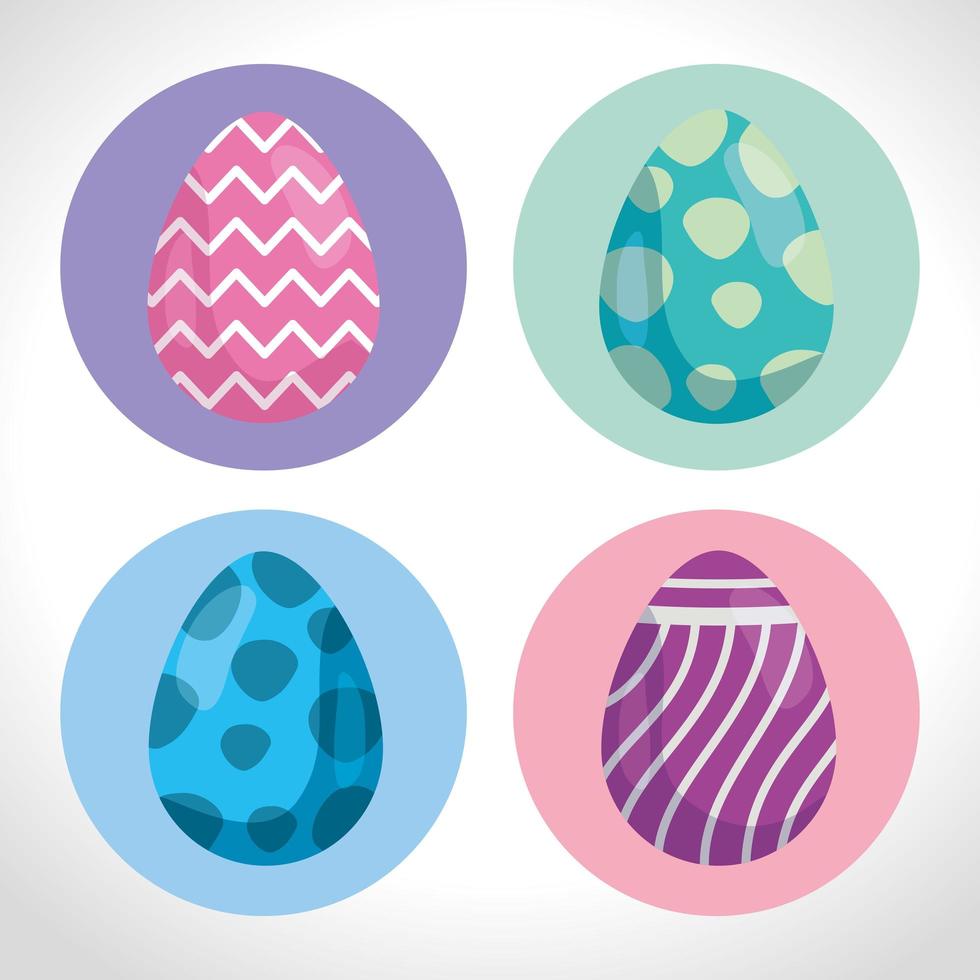 conjunto de lindos huevos de pascua decorados vector