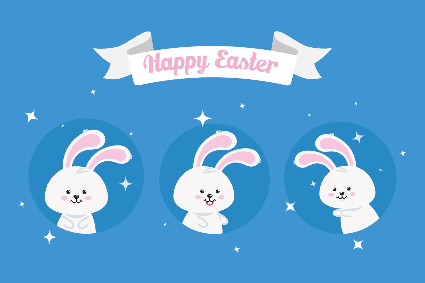 happy easter card with rabbits vector