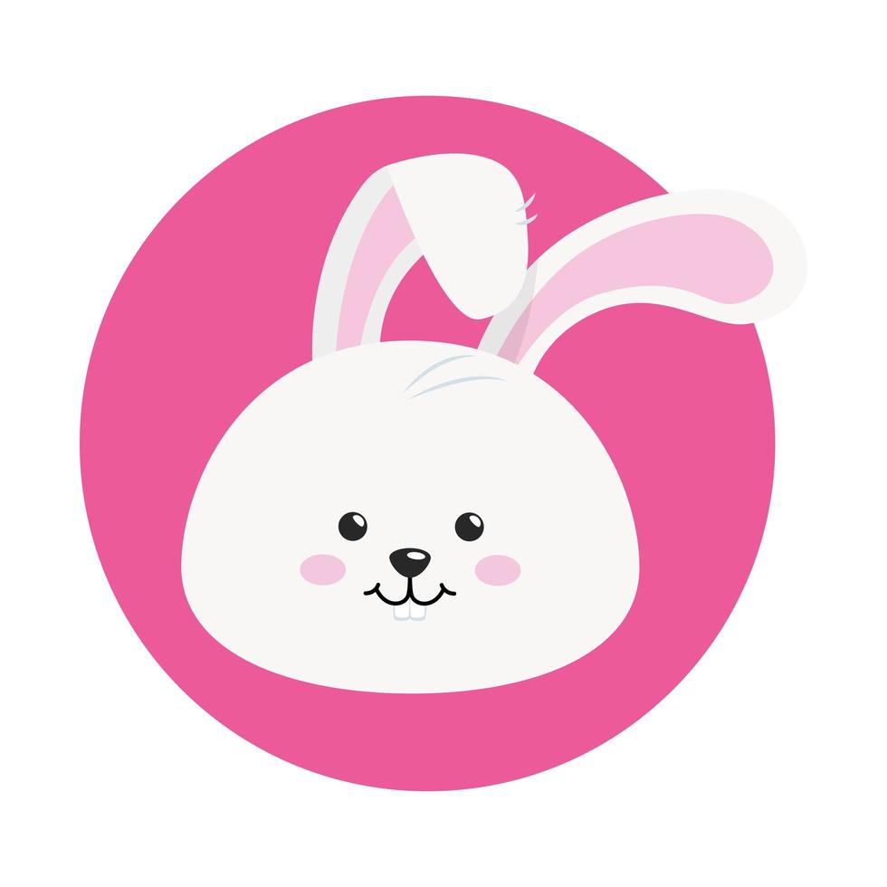 head of cute rabbit in frame circular vector