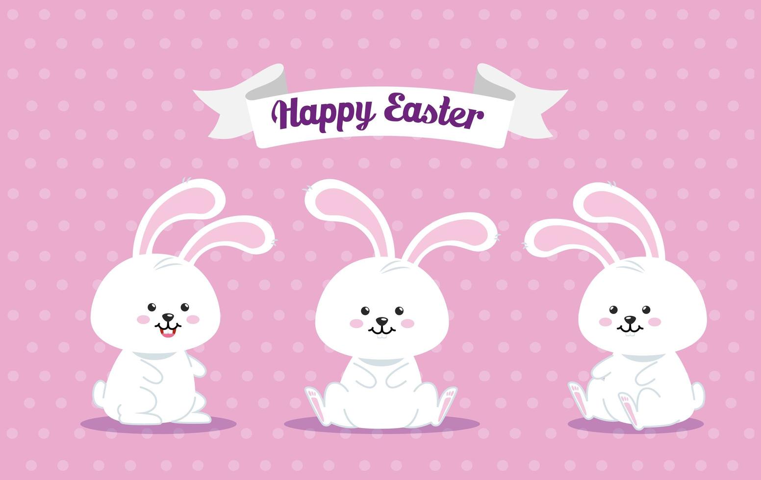 happy easter card with rabbits vector