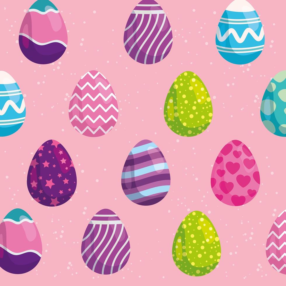 Fondo de lindos huevos de pascua decorados vector