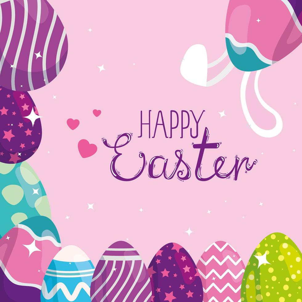 happy easter card with eggs decorated vector