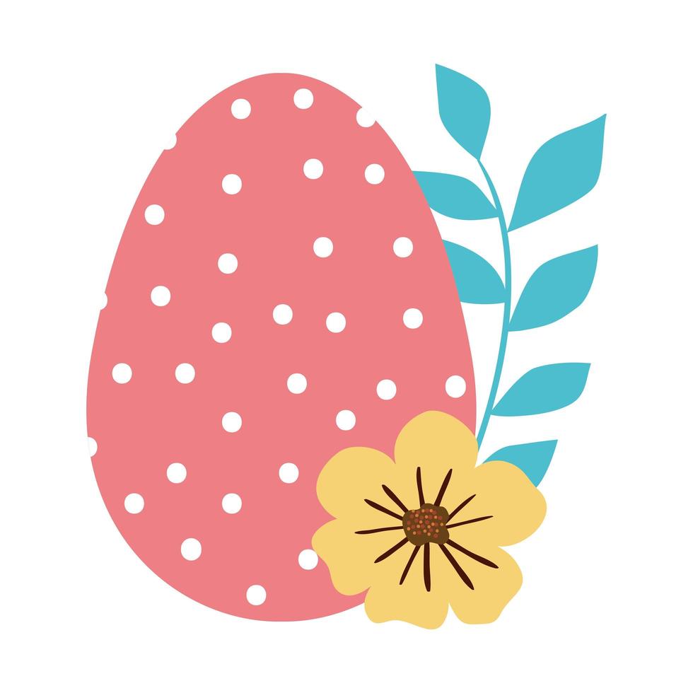 lindo huevo de pascua decorado con lunares y flores vector
