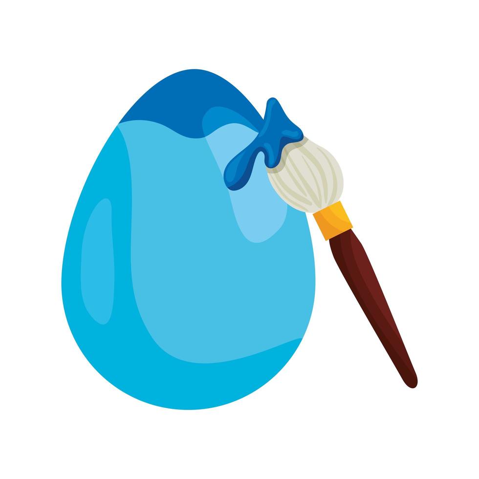 cute egg easter with paint brush vector