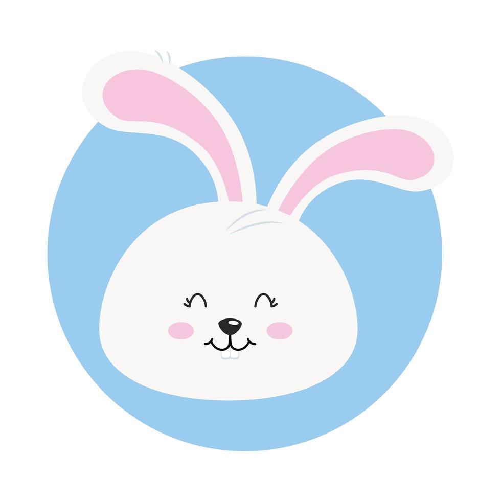 head of cute rabbit in frame circular vector