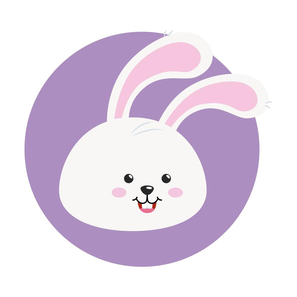 head of cute rabbit in frame circular vector