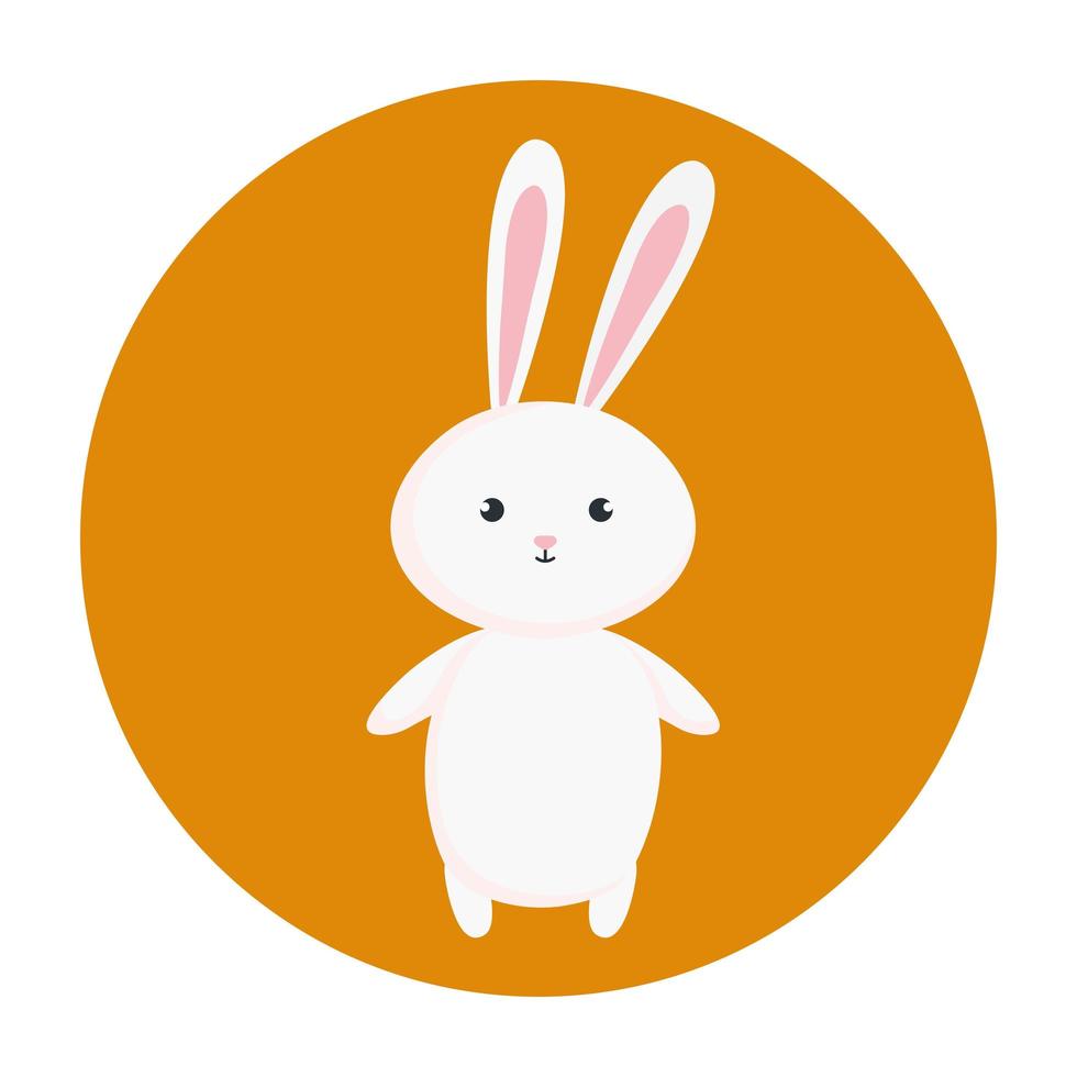 cute rabbit animal in frame circular vector