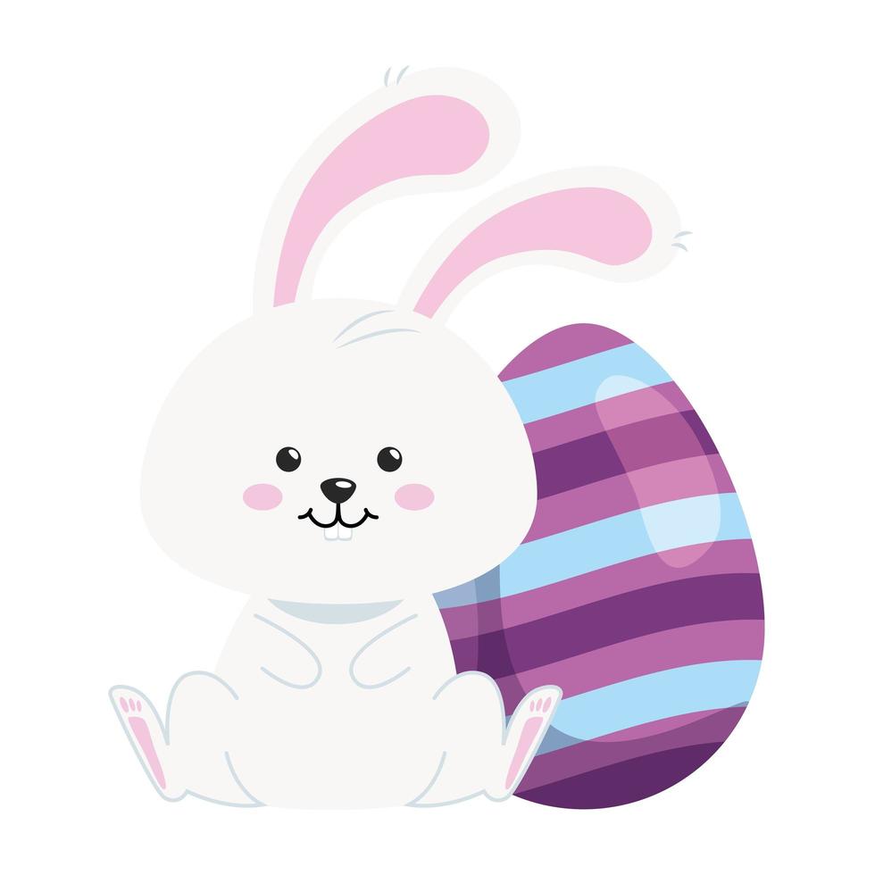 Lindo conejo con huevo icono aislado de pascua vector