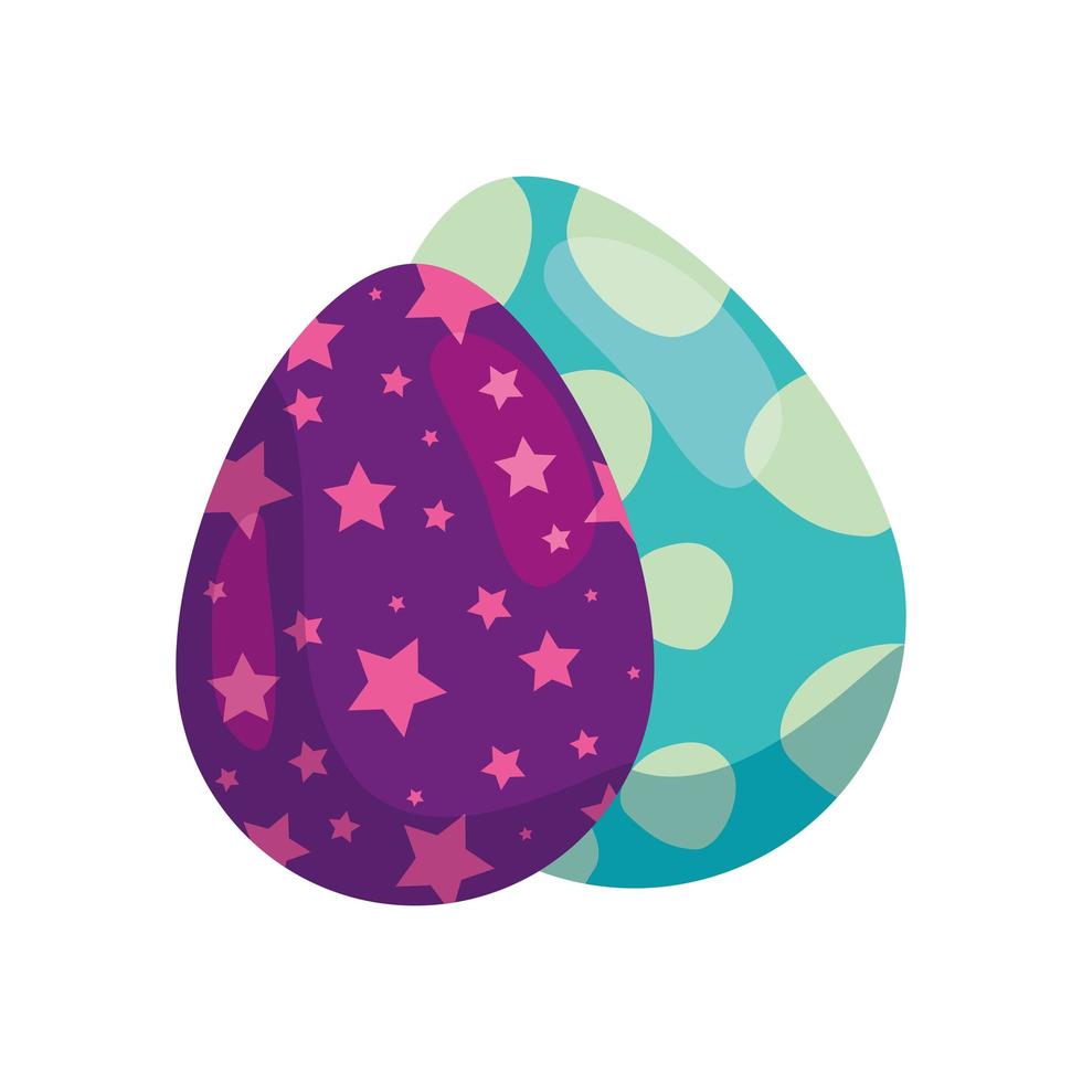 set of cute eggs easter decorated vector