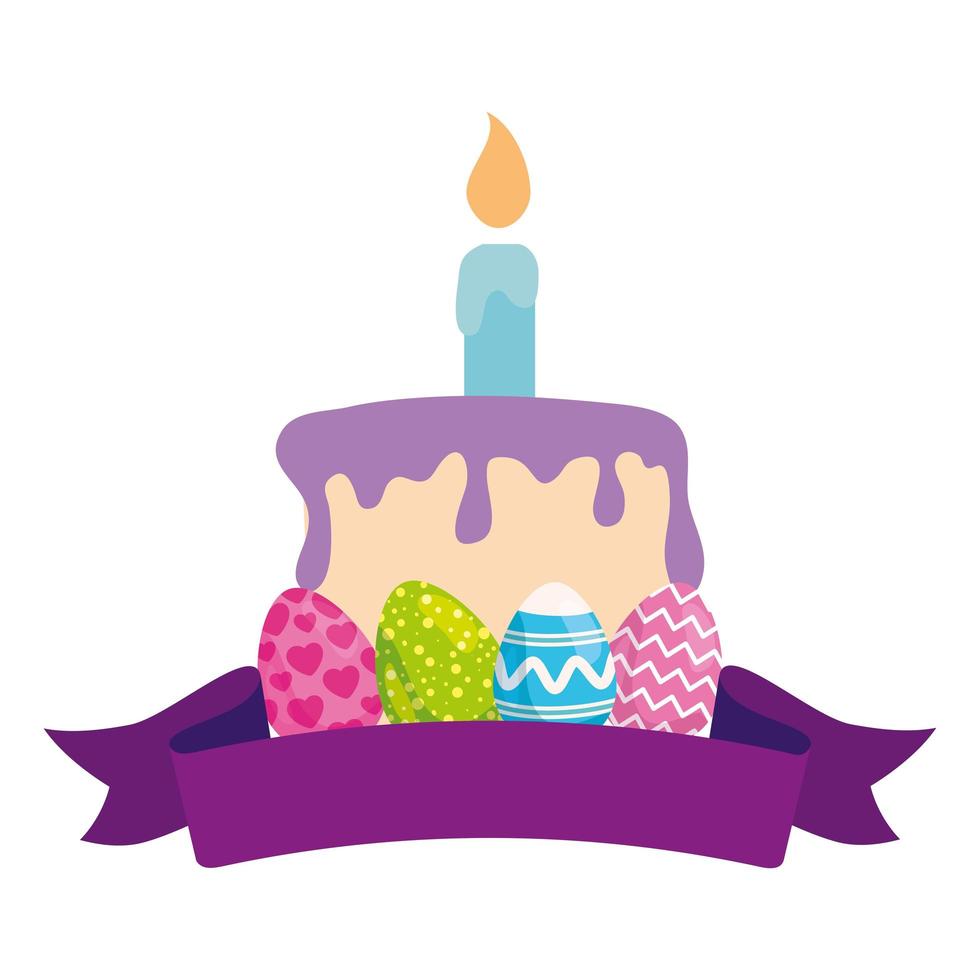 set of cute eggs easter decorated with cake vector