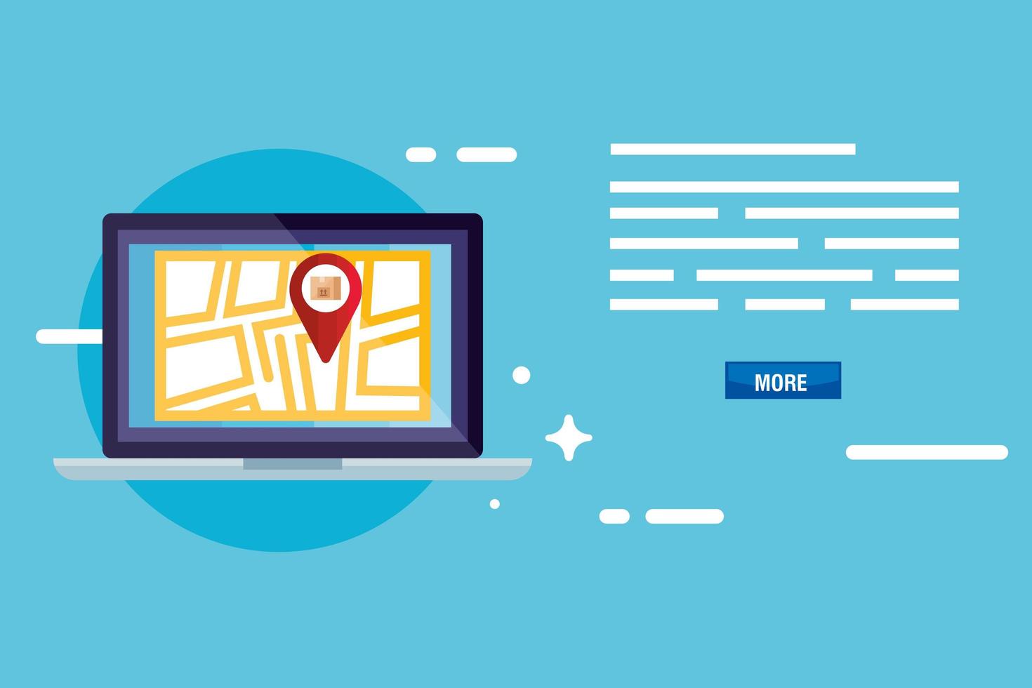 box gps mark and map inside laptop vector design