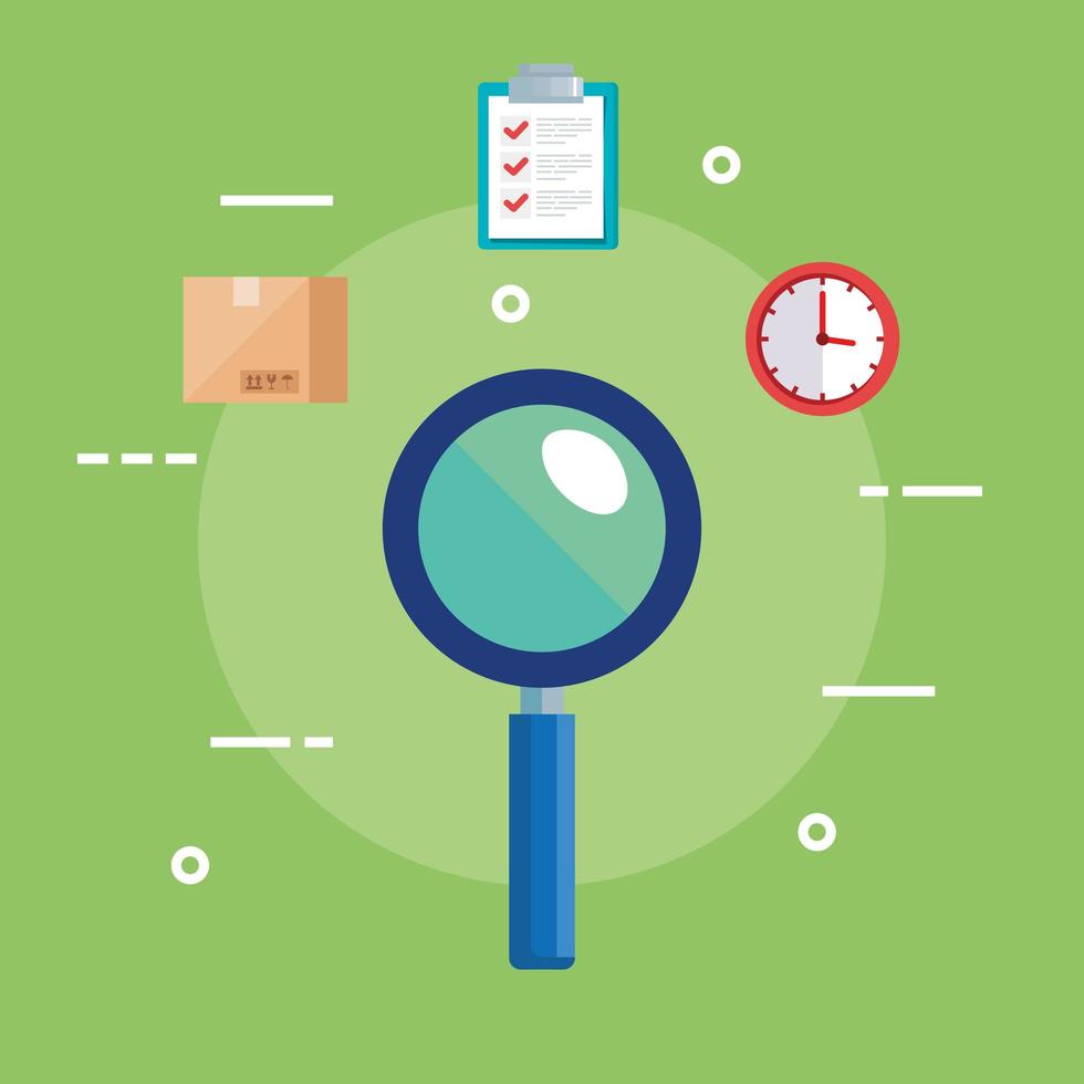 lupe box list document and clock vector design 4627536 Vector Art at