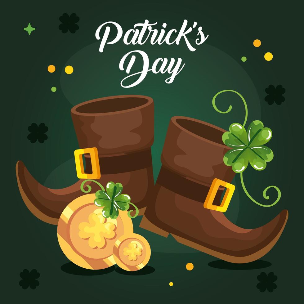 saint patrick day with boots and decoration vector