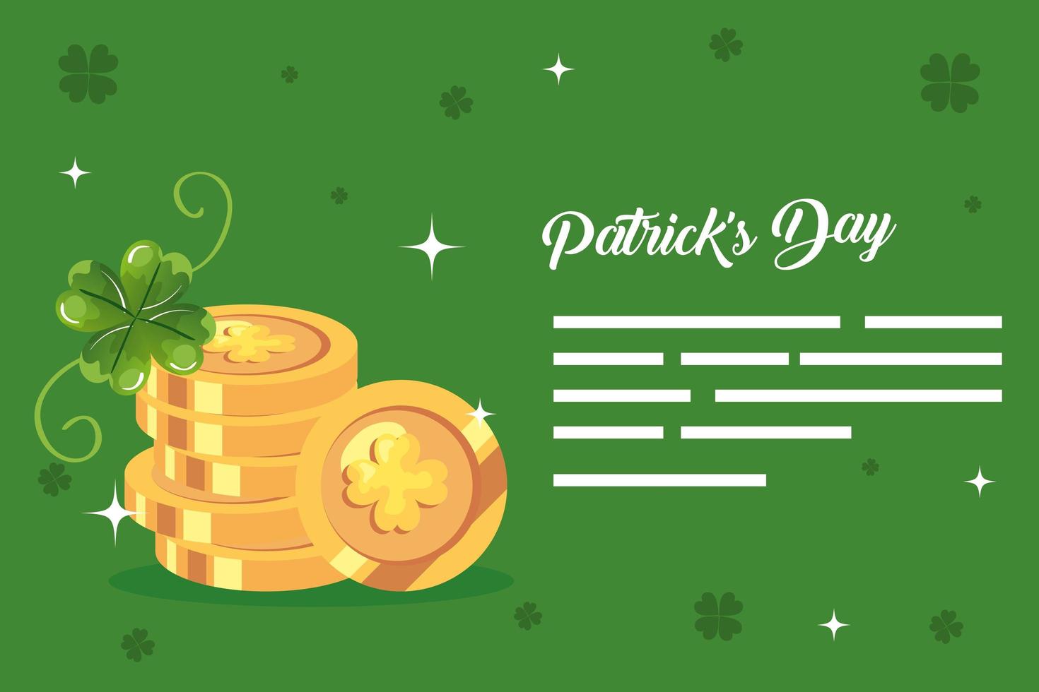 día de San Patricio con monedas y decoración. vector