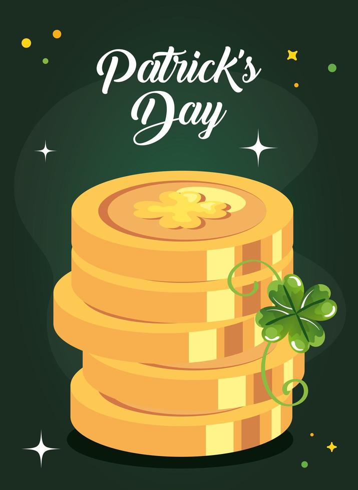 día de San Patricio con monedas y decoración. vector